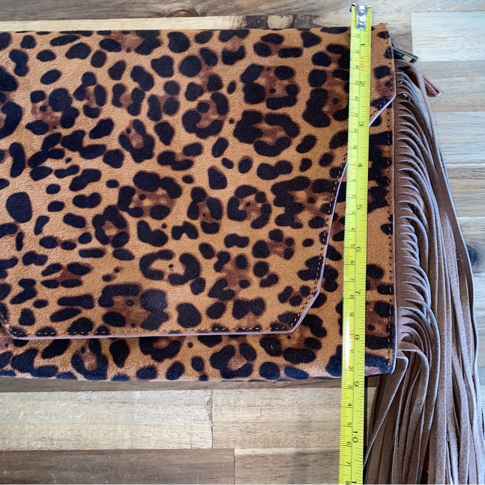 L&B brand Leopard Print Fringe Crossbody Bag NWOT never used!! - Picture 8 of 12